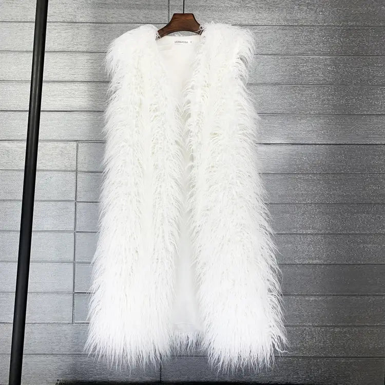 Long Beach Wool Fur Vest Warm Vest Women’s Vest Coat