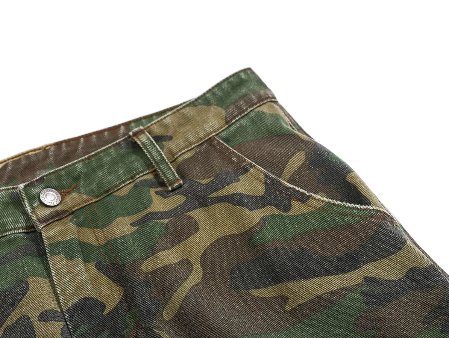 Retro Tattered Jeans Personalized Camouflage Workwear Casual Pants