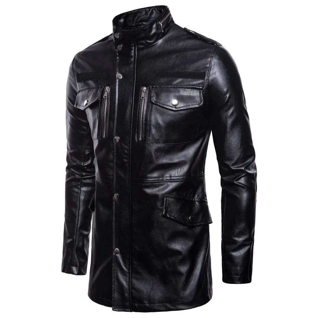 Men’s mid-length leather jacket