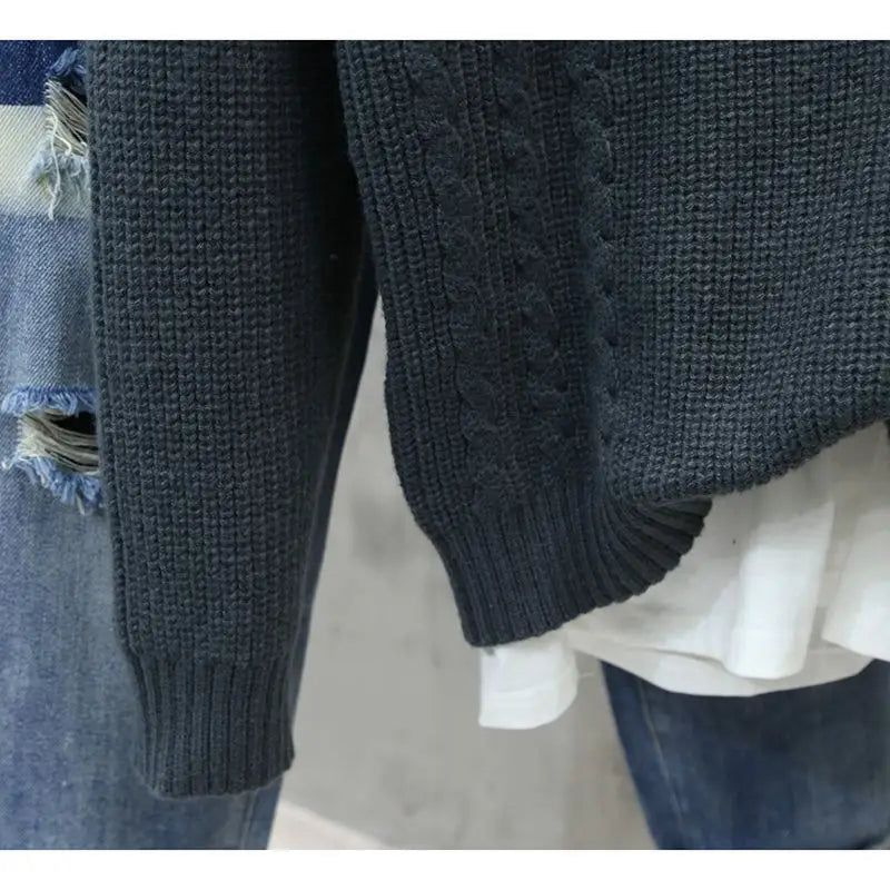 American Style Retro Pullover Men Fashion Brands Loose Pockets All-match Casual Sweater