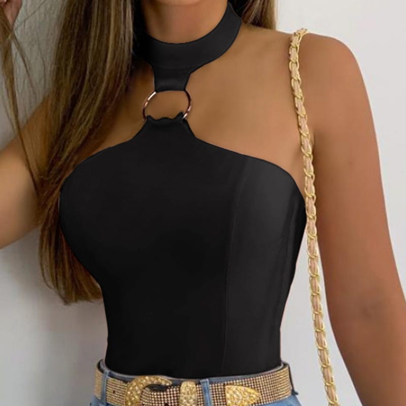 Women’s Stand Collar Halter Sleeveless Top