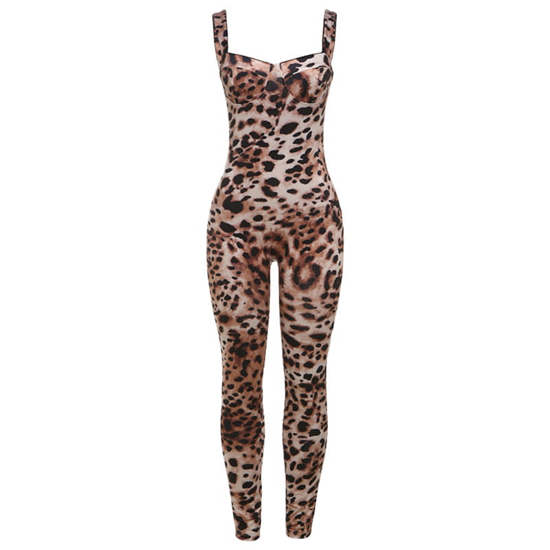 Sexy Backless Print High Waist Tight Hip-lifting Jumpsuit