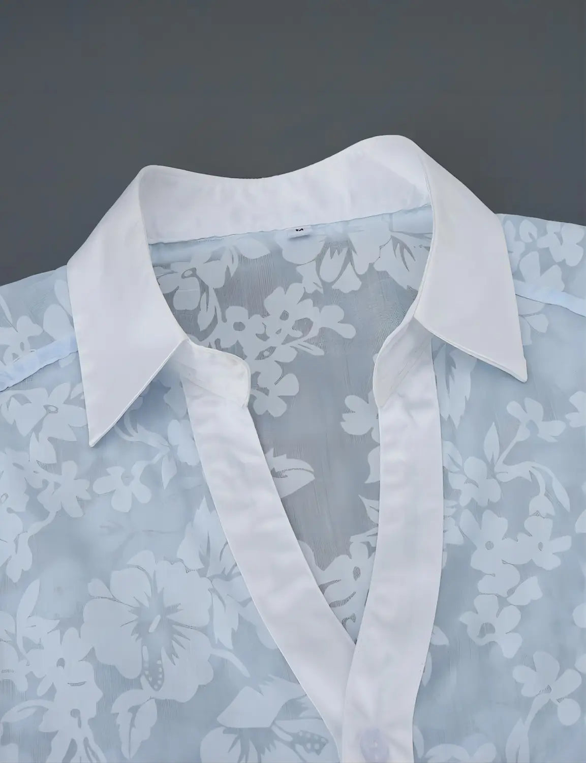 Hawaiian Jacquard Shirt Transparent Cutout Short Sleeve Thin Holiday Beach Shirt