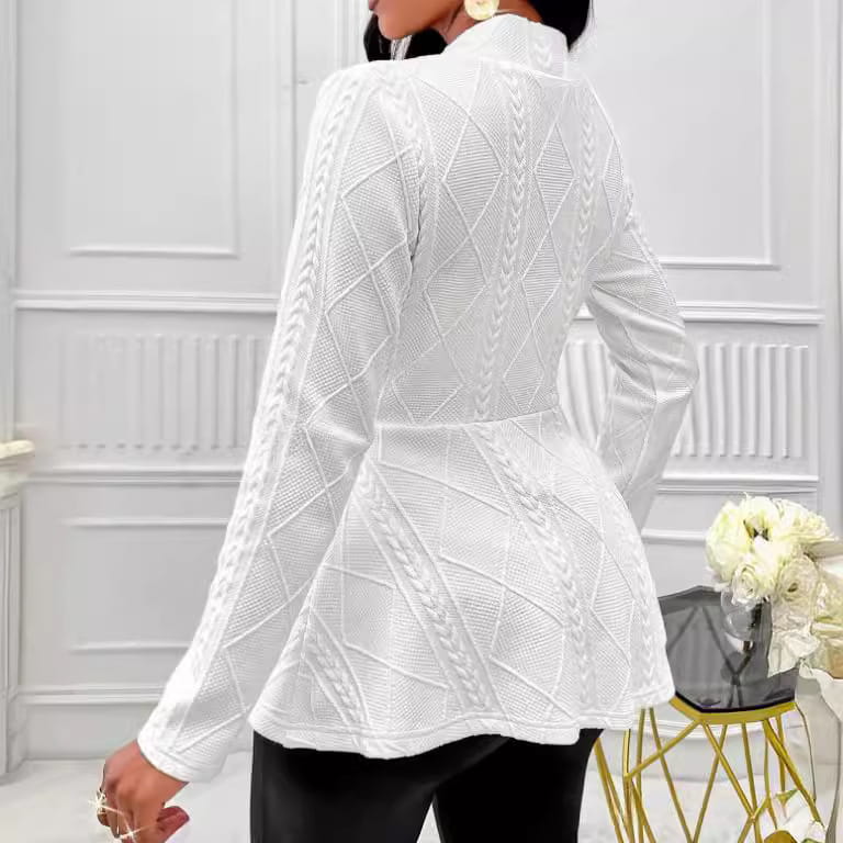 Women Jacquard Texture Single Button Slim-fit Long-sleeved Jacket