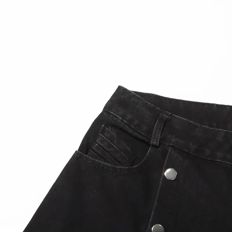 New Detachable Multi-button Design Irregular High Waist Jeans
