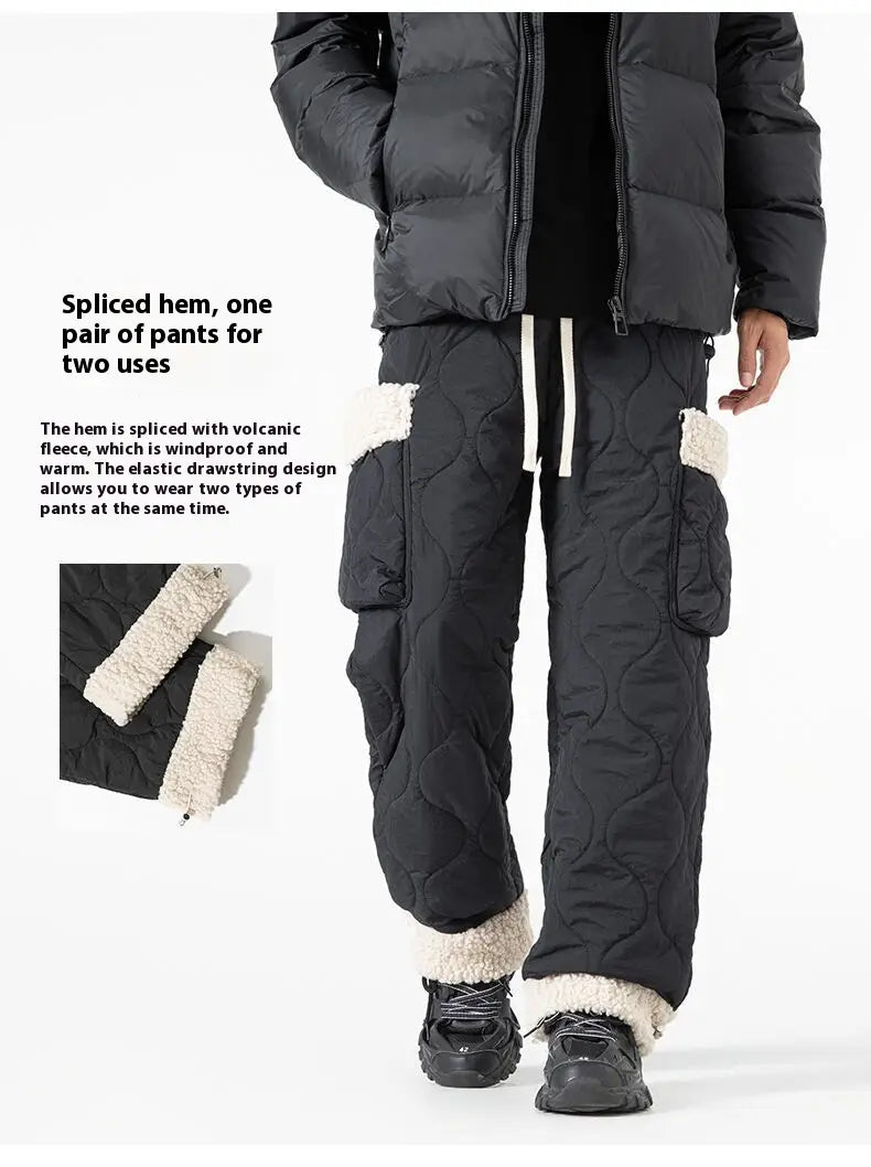 Men’s Quilted Casual Pants Thickened Cold Protection Ski Pants