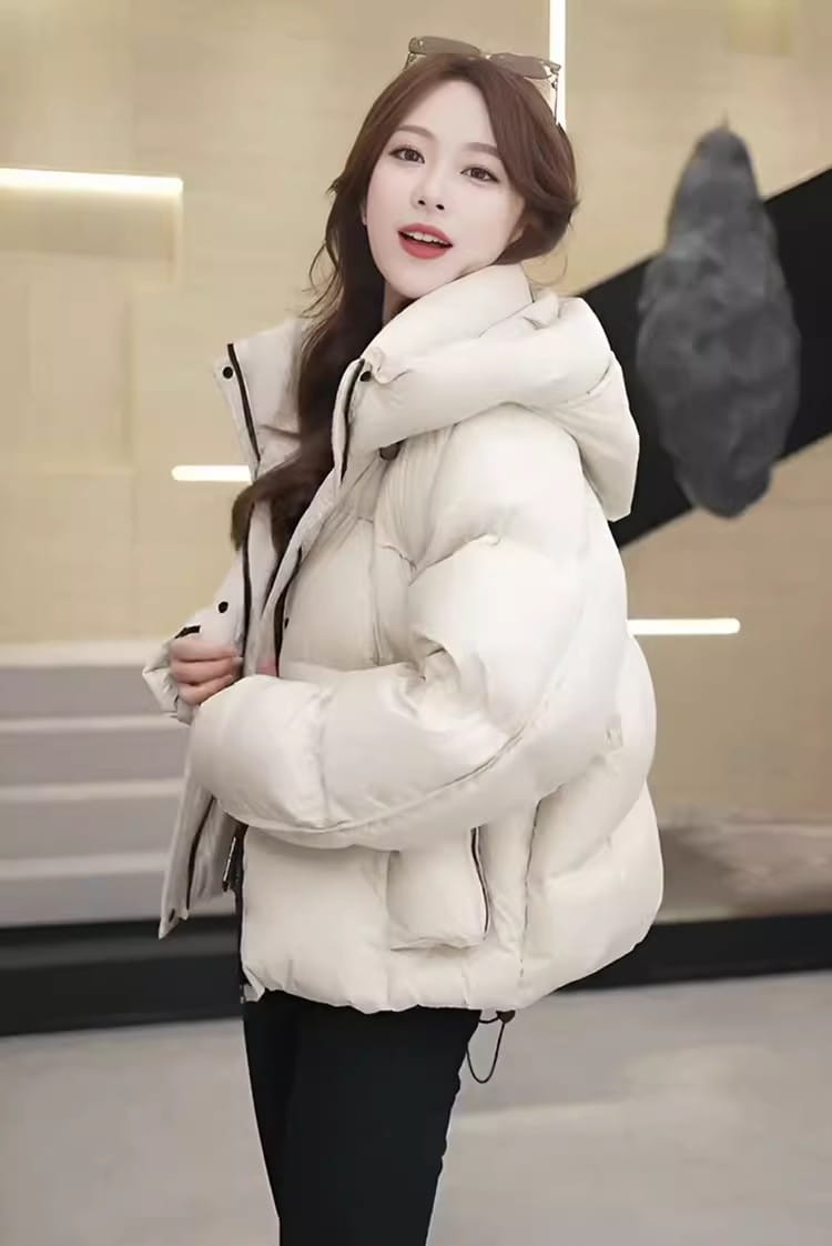 Women’s Short Cotton Jacket Hooded Loose Coat