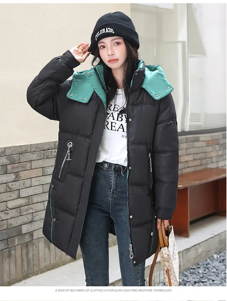 Winter Loose Down Cotton-padded Coat Women’s Coat Mid-length Thickened