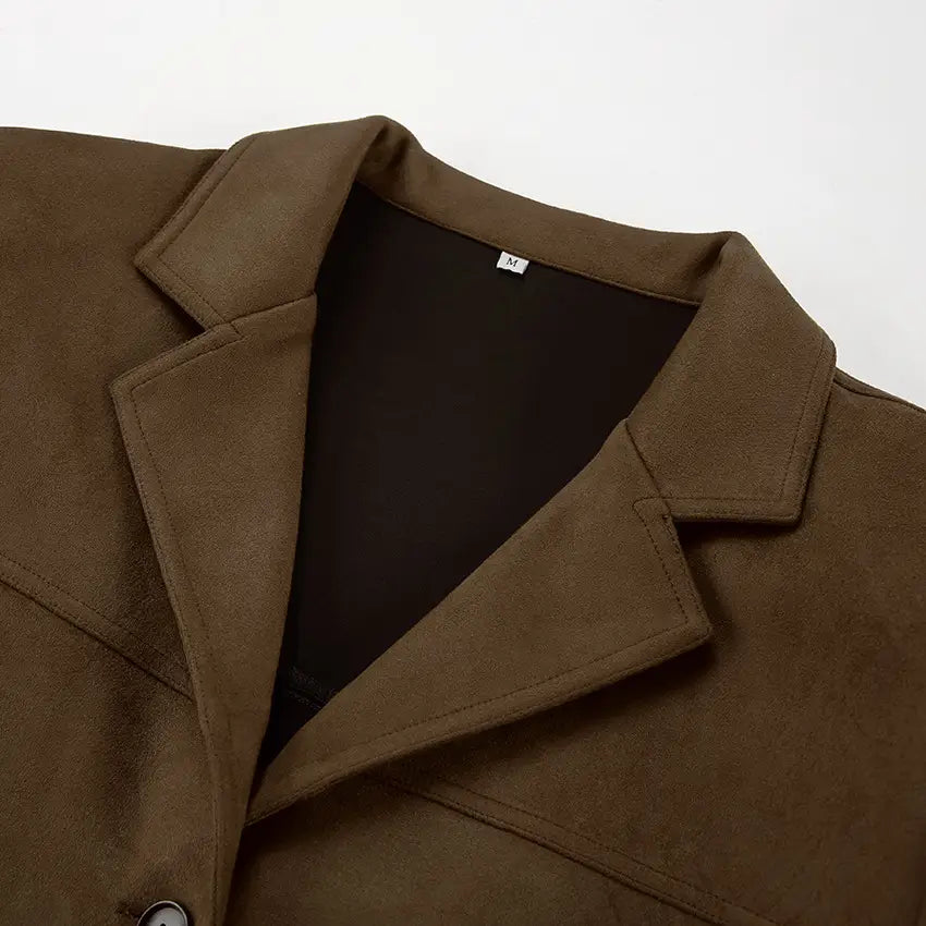 Brushed Velvet Retro Lapels Loose Suede Jacket