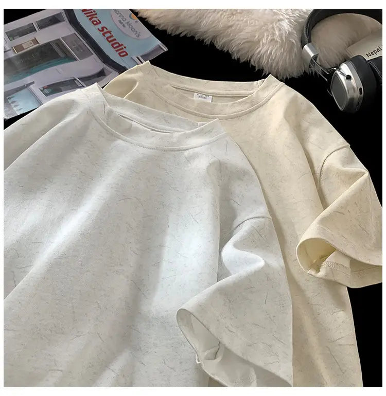 Stone Washed Ice-feeling Tencel Cotton Ice Silk Short Sleeve T-shirt