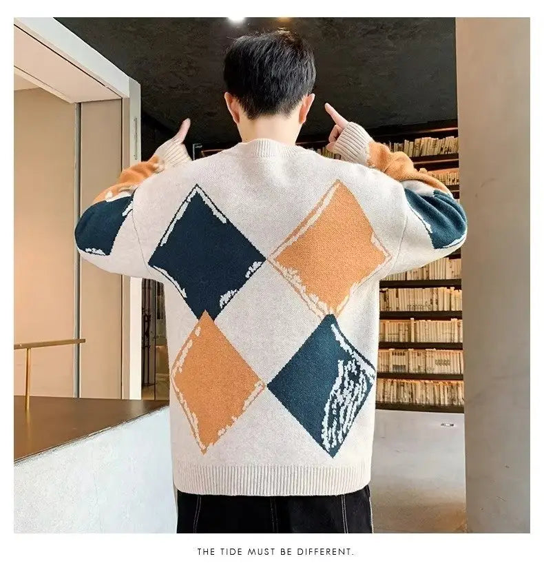 Casual Autumn And Winter Thickened Sweater Men’s Round Neck Lazy Trendy Bottoming Shirt