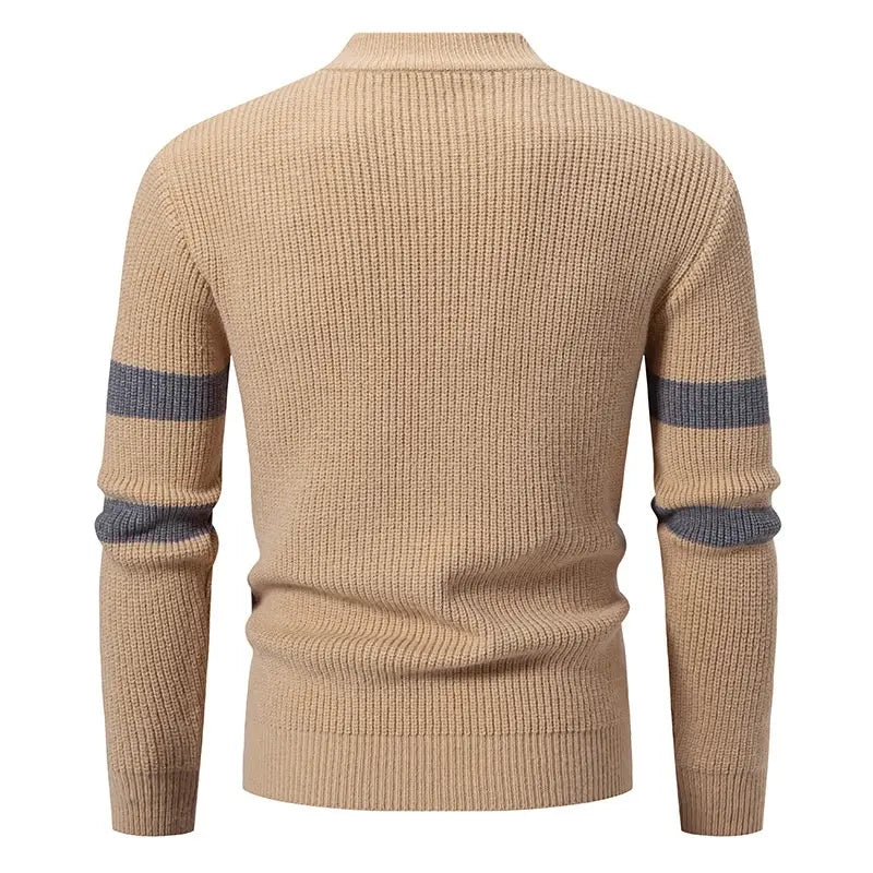 Men’s Half-high Collar Colored Pullover Sweater