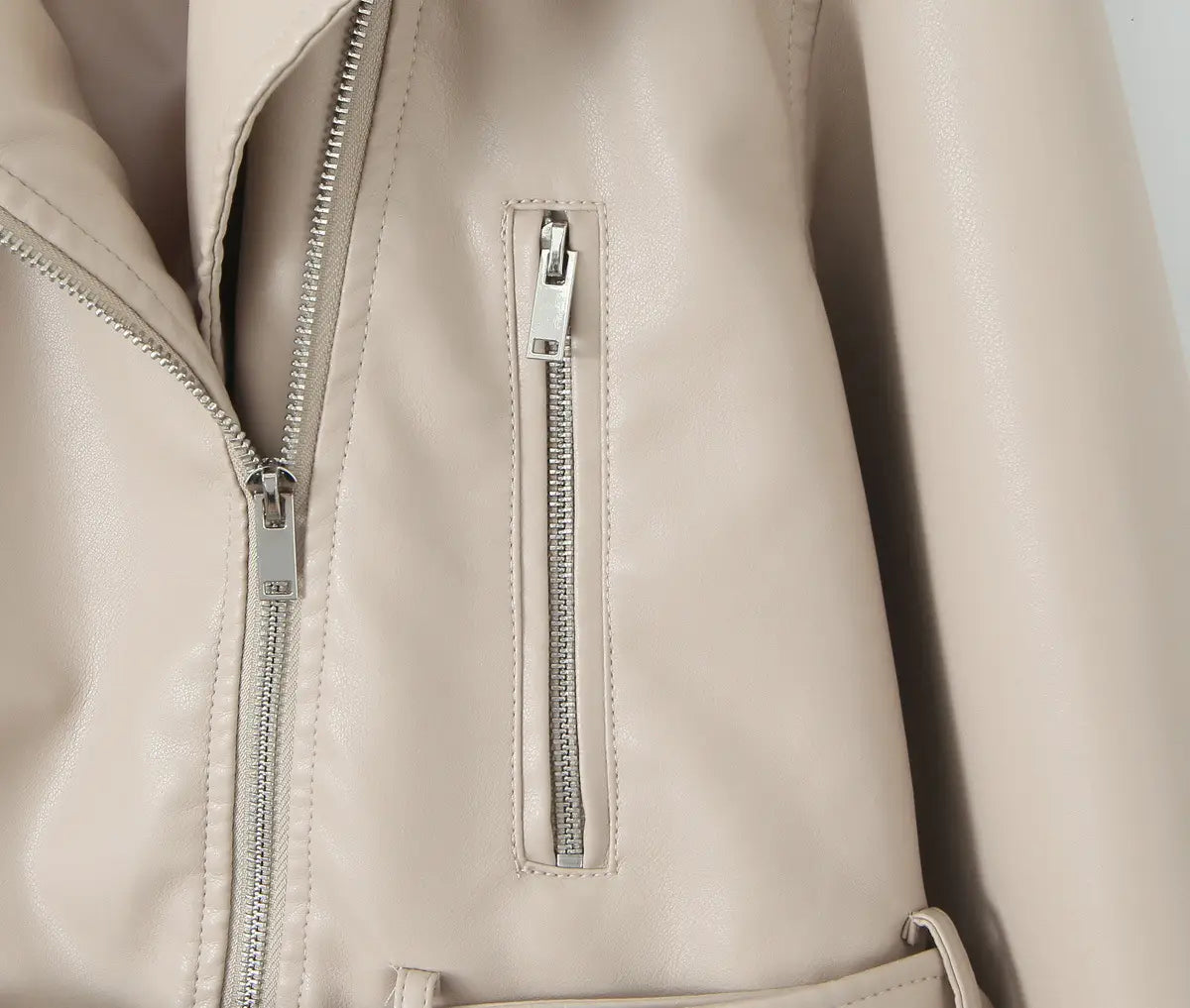 Fashionable Washed Faux Leather Motorcycle PU Zipper Jacket
