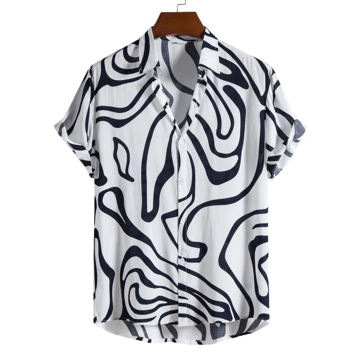 Printed Casual Men’s Short-sleeved Shirt Lapel