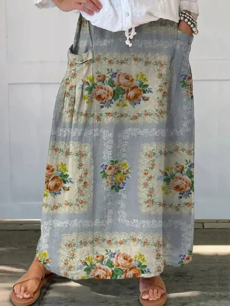 Women’s Vintage Printed Classical Floral Skirt