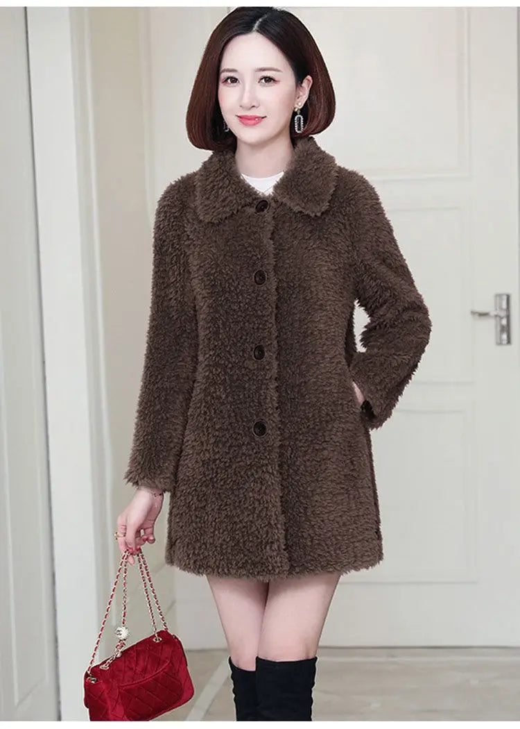 Women’s Thick Faux Cashmere Coat Mid-length