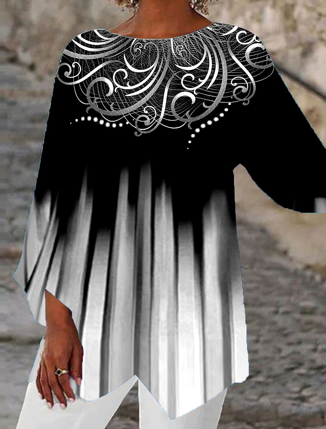 European And American Mature Elegant Contrast Color Women’s Top