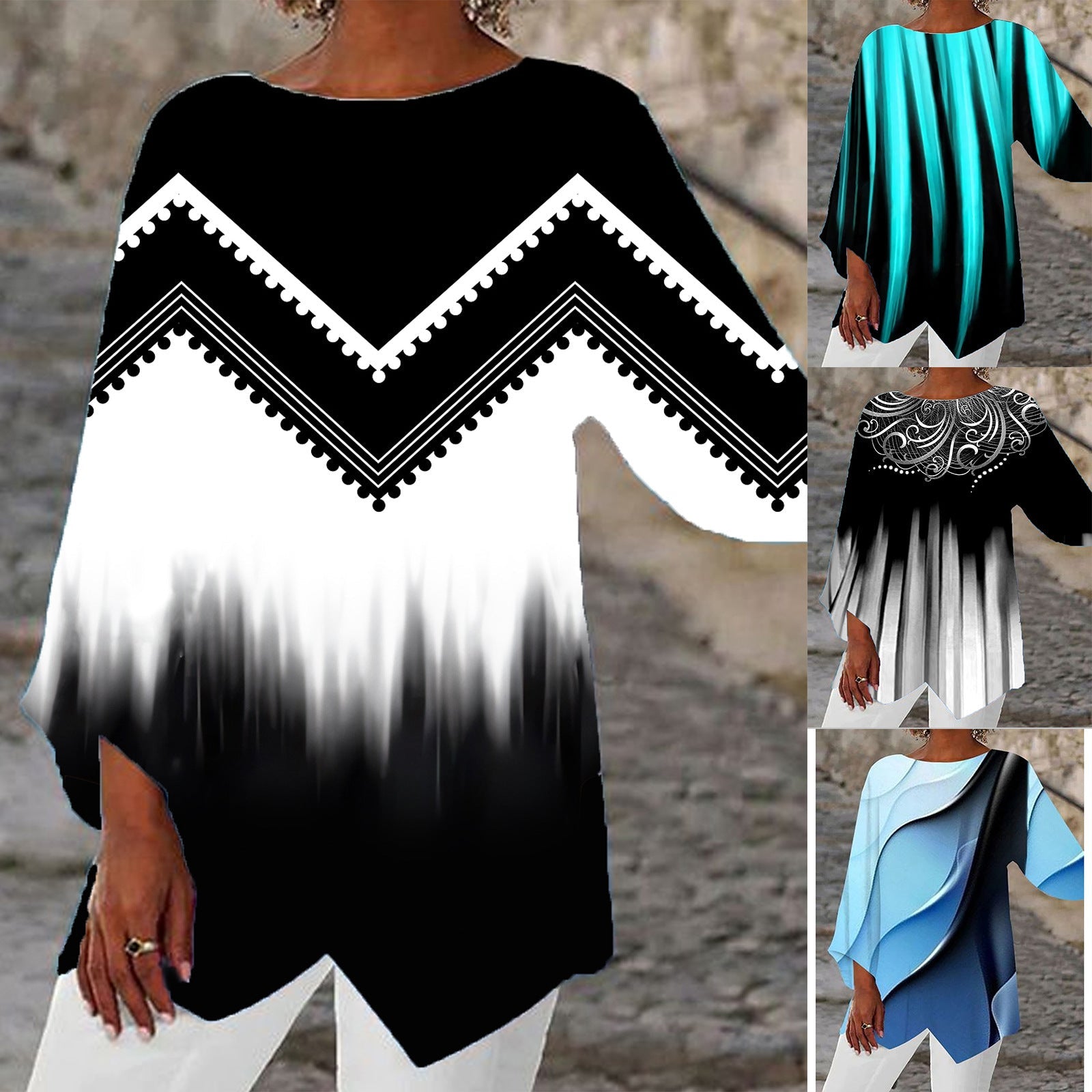 European And American Mature Elegant Contrast Color Women’s Top