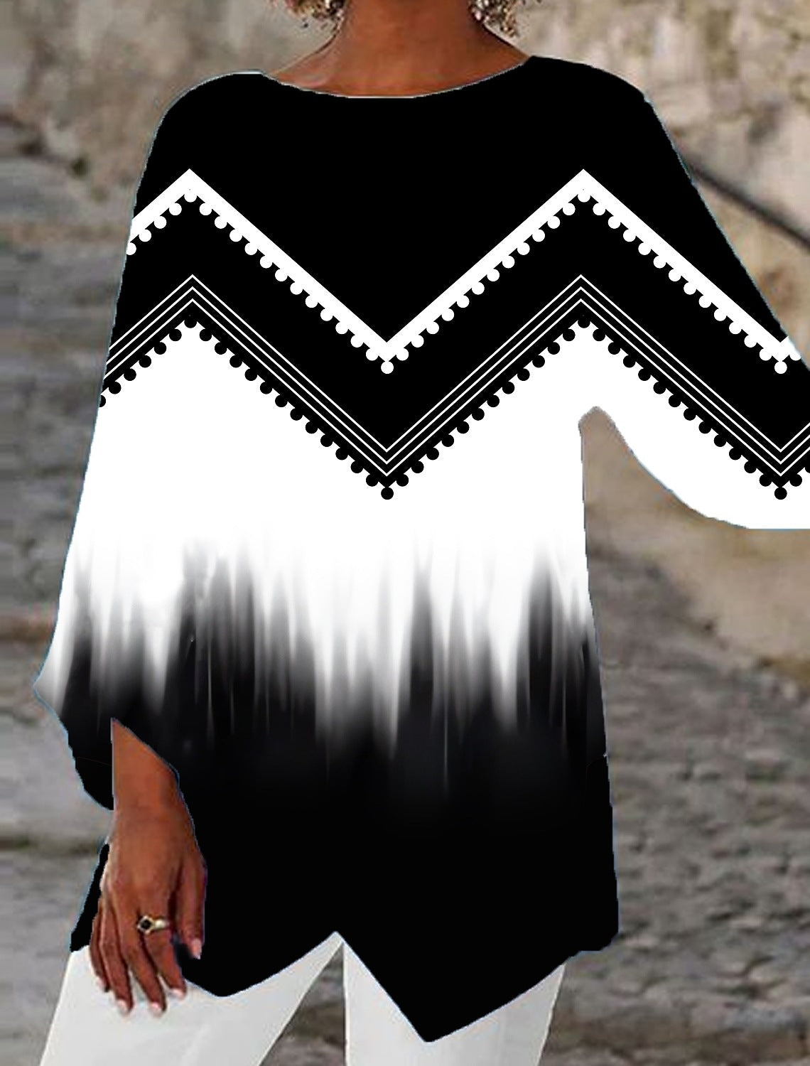 European And American Mature Elegant Contrast Color Women’s Top - White / S