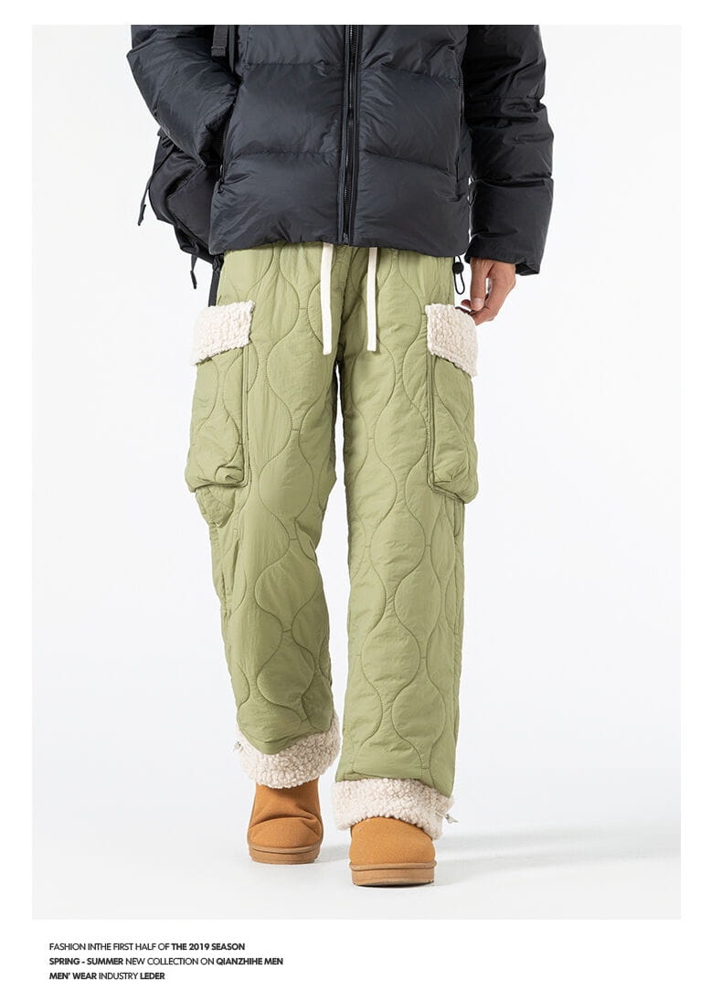 Men’s Quilted Casual Pants Thickened Cold Protection Ski Pants