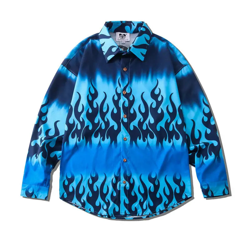 Tie Dye Flame 3D Print Long Sleeve Shirt