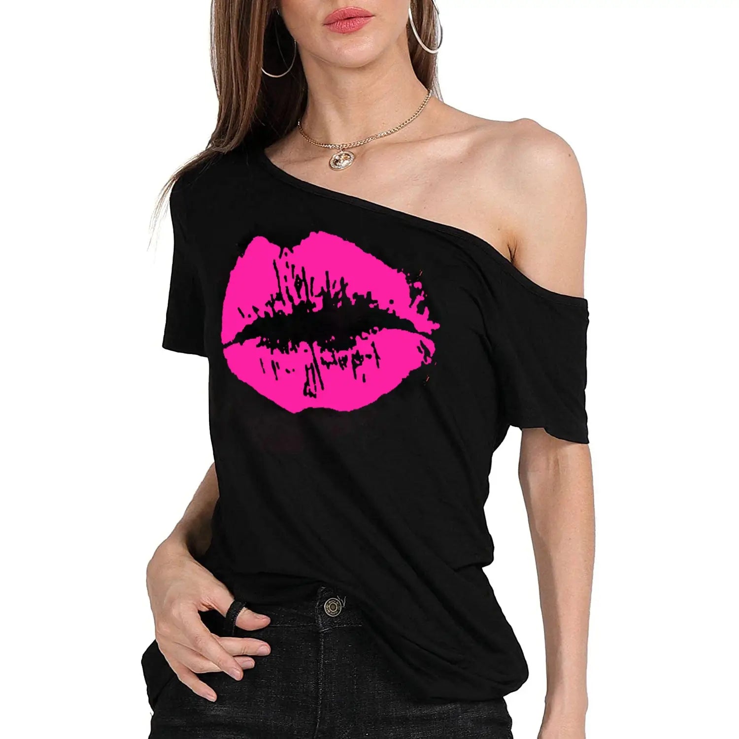 Women’s Loose Shoulder Versatile Printed T-shirt