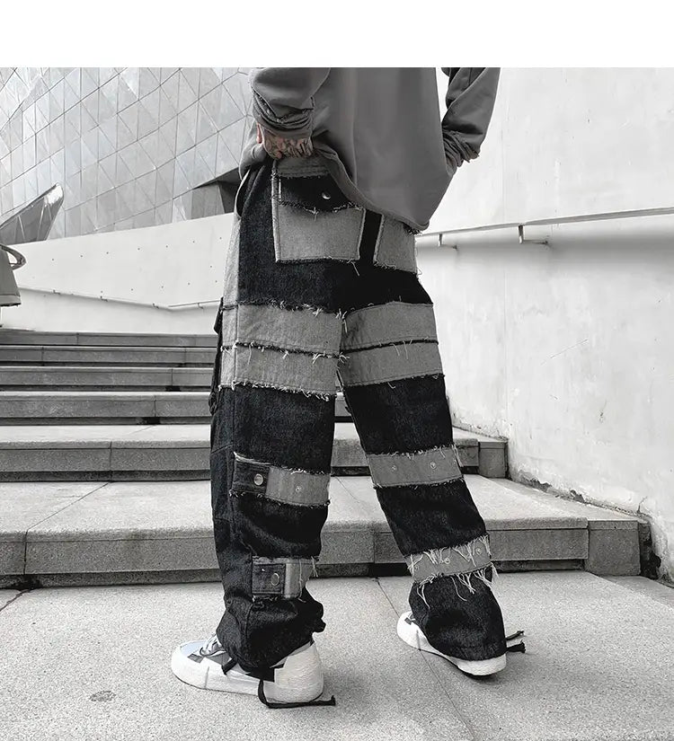 Fringed Patch Lounge Pants Jeans Wide Leg