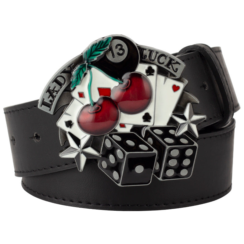 Poker Belt Buckle Hip-hop Ghost - Black / 115cm