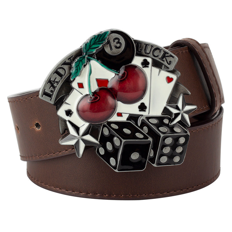 Poker Belt Buckle Hip-hop Ghost - Coffee / 115cm