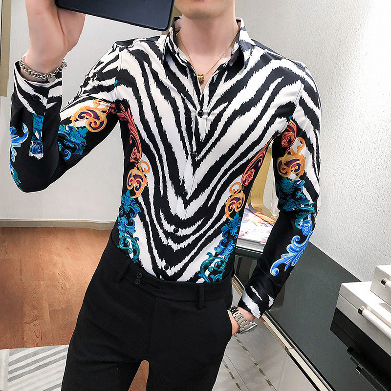 stripe print shirt - Black / 2XL