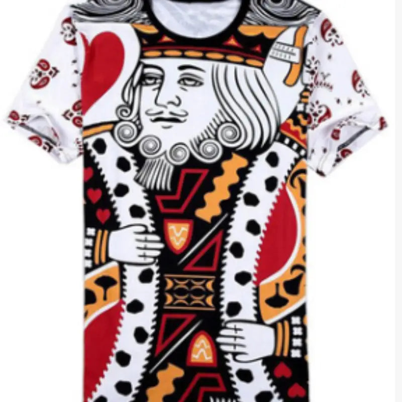 New Men’s Short Sleeved Print Poker King All-Over