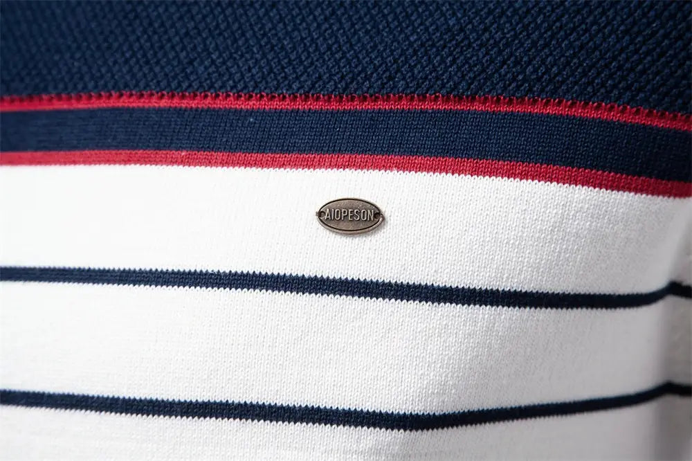 Men’s Fashion Casual Striped Color Matching Long-sleeved Sweater