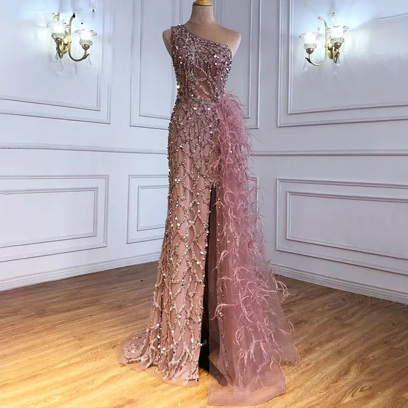 Slim Fit Fishtail Slit Long Banquet Evening Dress
