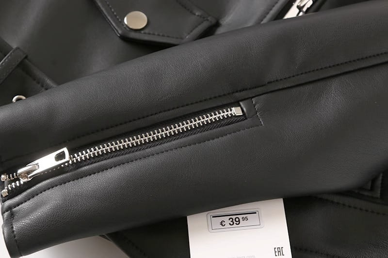 Women’s Black PU Leather Zip Jacket