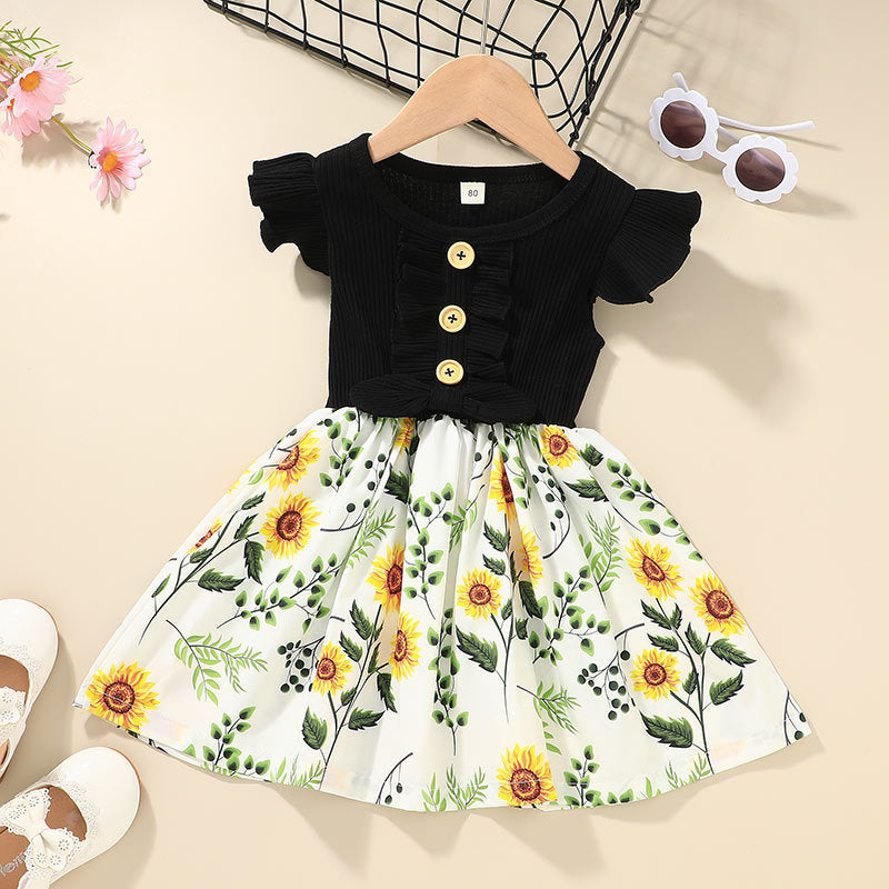 Toddler Kids Baby Girls Clothes Summer Girls Dress - Black / 80cm