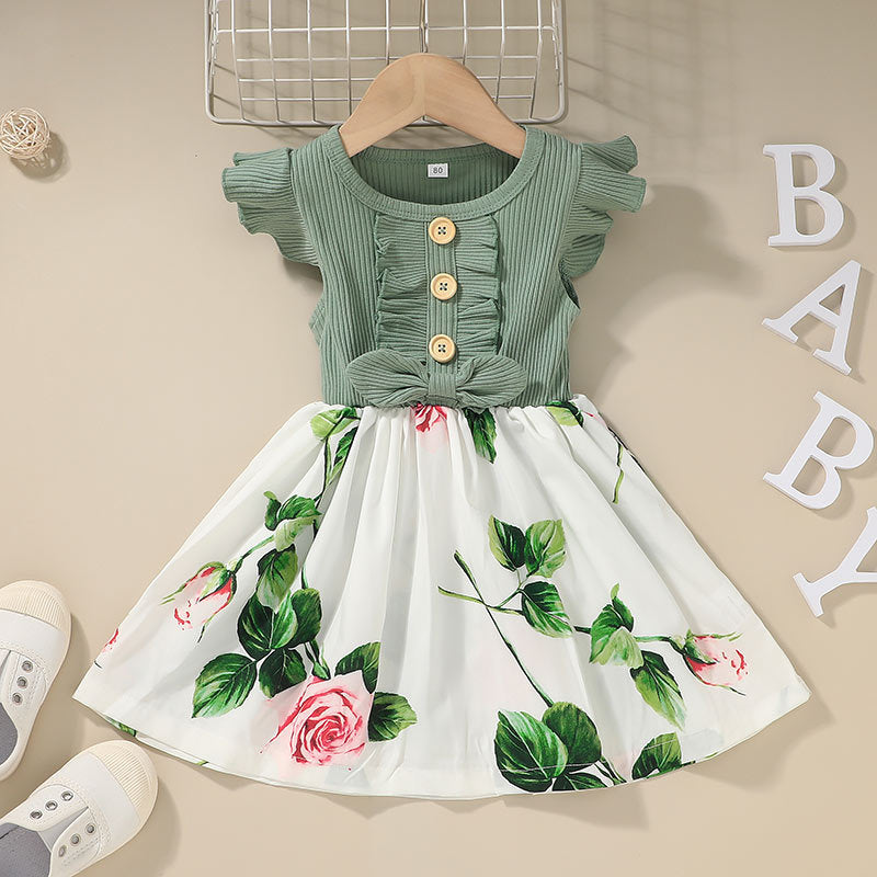 Toddler Kids Baby Girls Clothes Summer Girls Dress - Green / 80cm