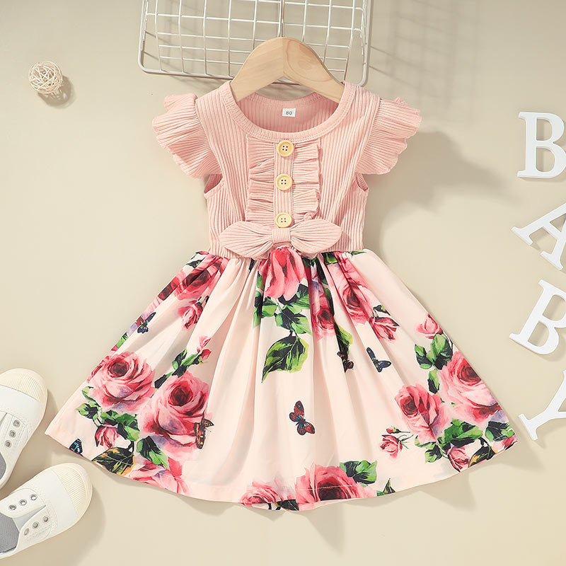 Toddler Kids Baby Girls Clothes Summer Girls Dress - Pink / 80cm