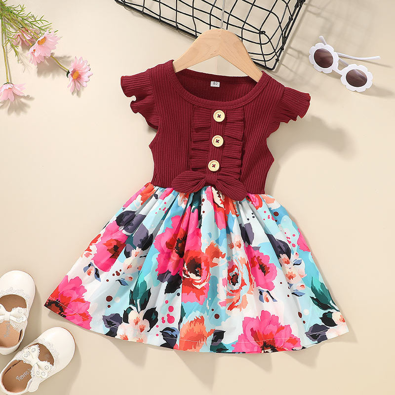 Toddler Kids Baby Girls Clothes Summer Girls Dress - Red / 80cm