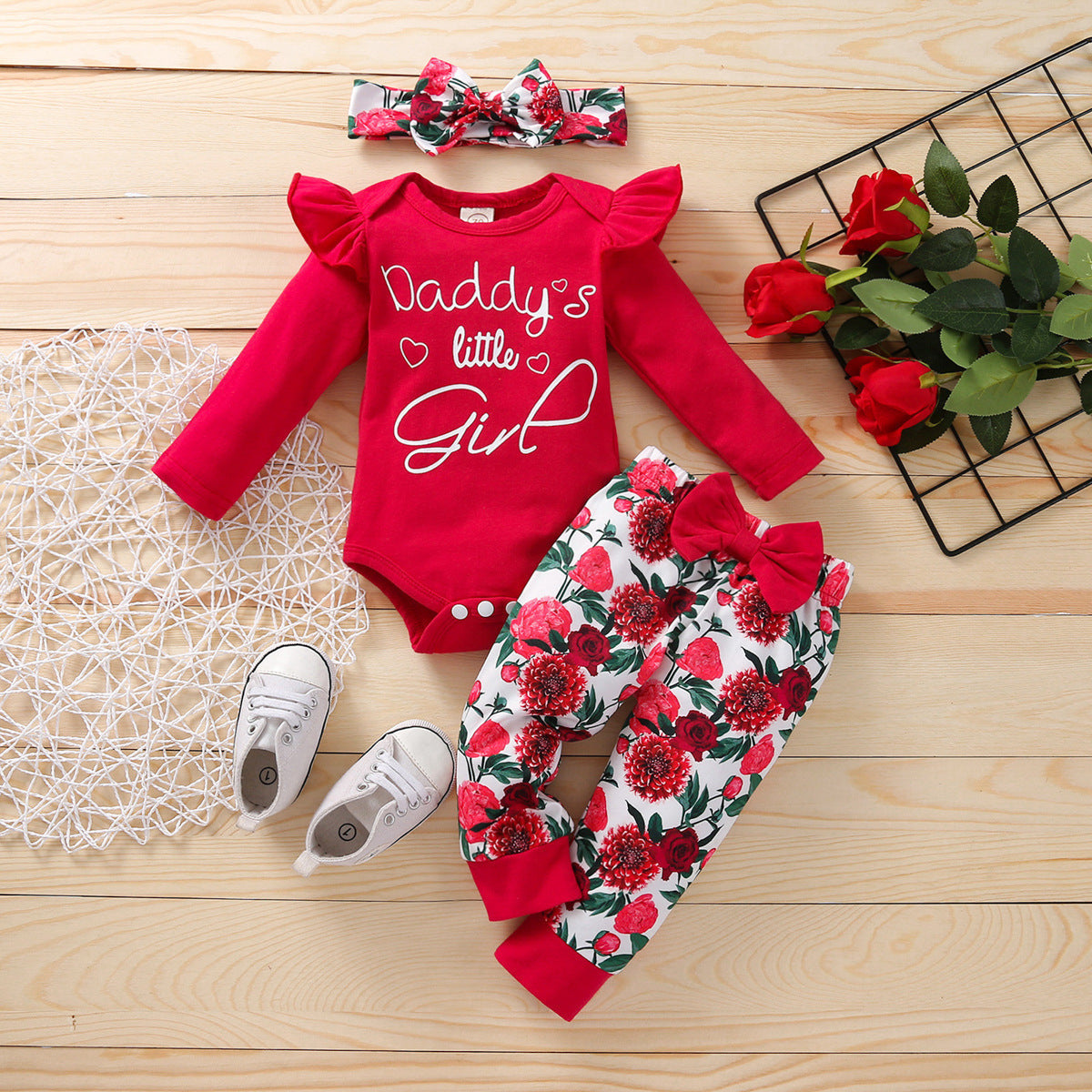 Autumn Girl’s Clothing Baby Girl Long-sleeved Alphabet Romper Suit