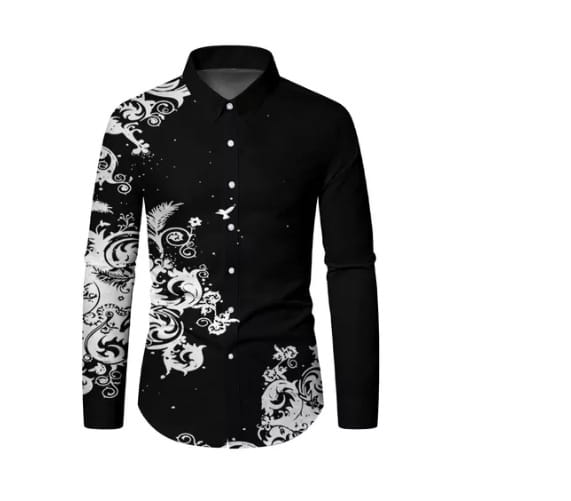 European And American Men’s Long-sleeved Shirt Casual Printing
