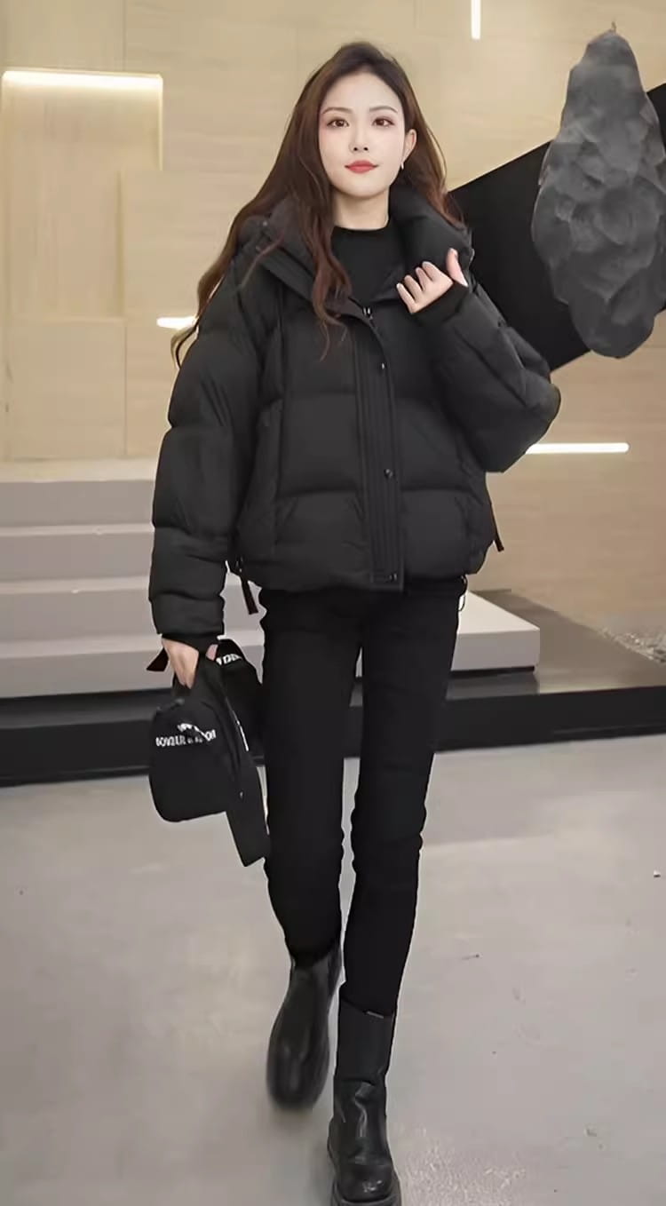Women’s Short Cotton Jacket Hooded Loose Coat