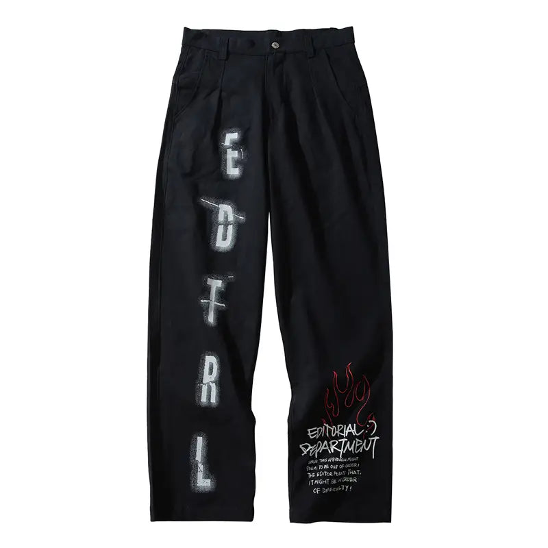 Printed Straight Leg Loose Casual Long Pants