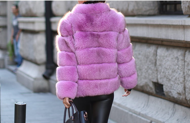 Fox Fur Slimming Stand Collar Splicing Coat