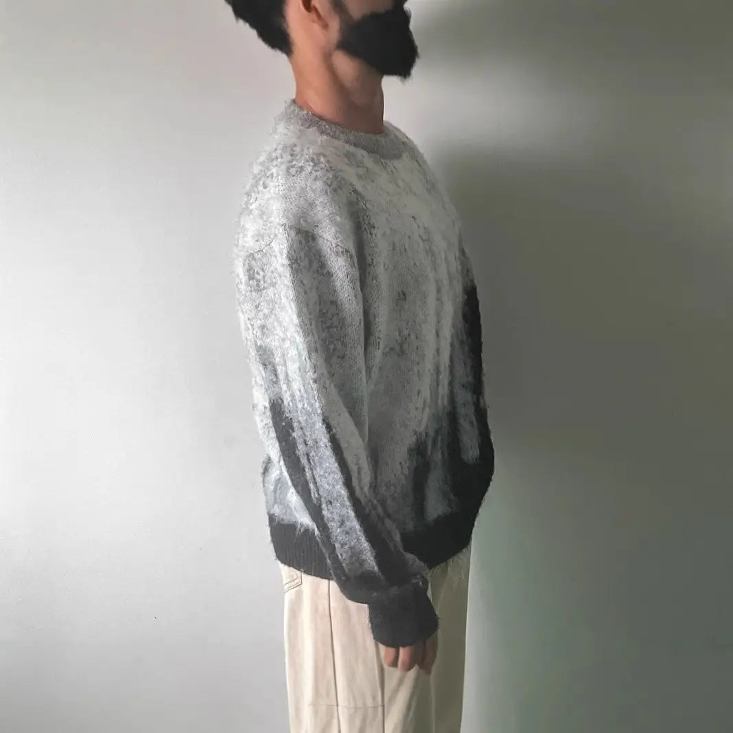 Mohair Soft Glutinous Color-block Crew Neck Knitted Sweater