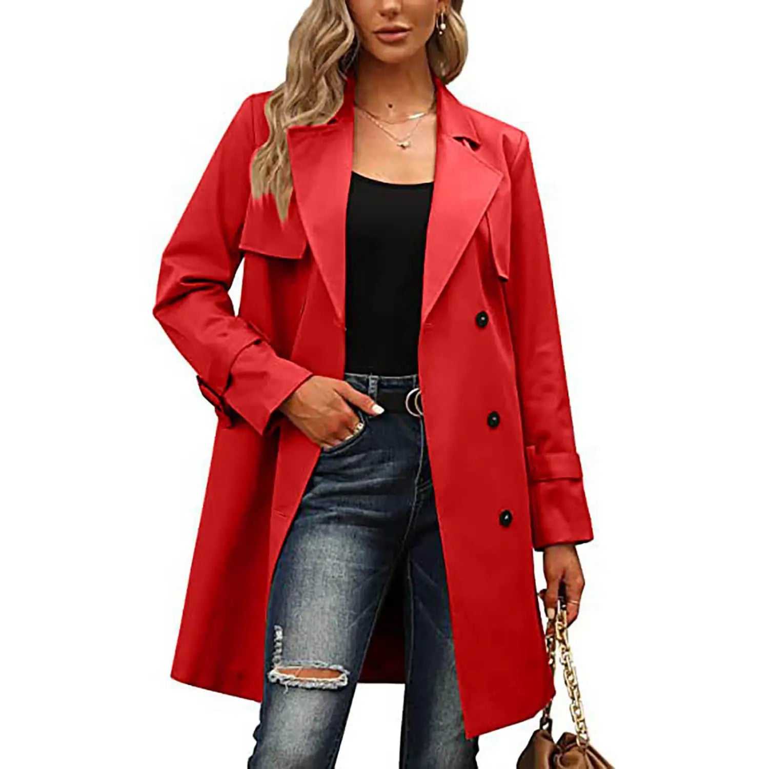 European And American Autumn Women’s Double Breasted Fashion Casual Trench Coat