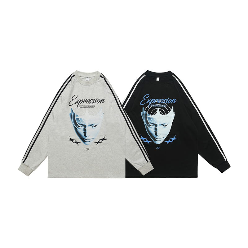 Heavy Pure Cotton Portrait Letter Printed Loose Long Sleeves