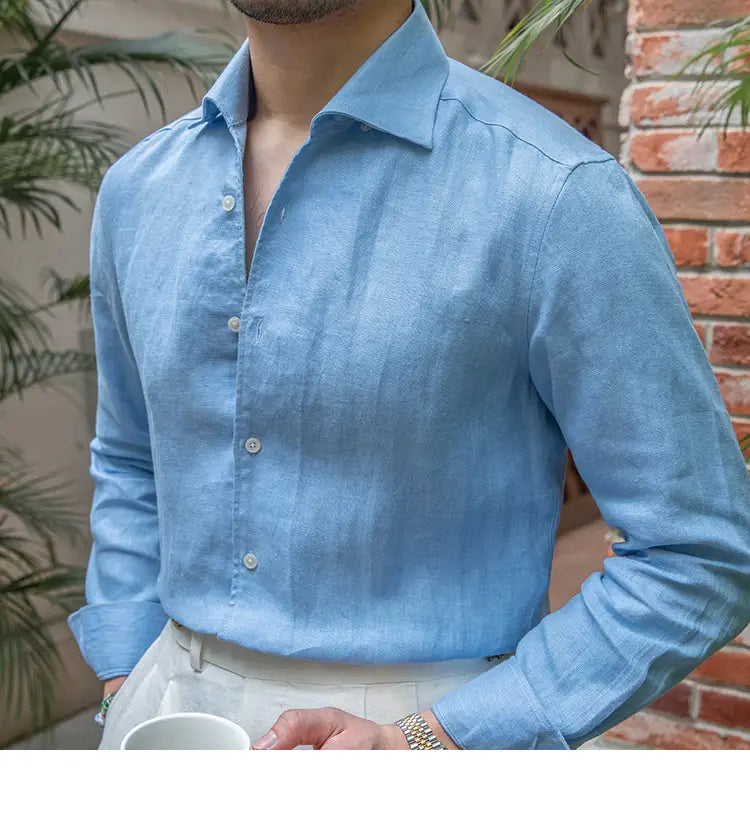 Retro Casual Long Linen Sleeves Shirt