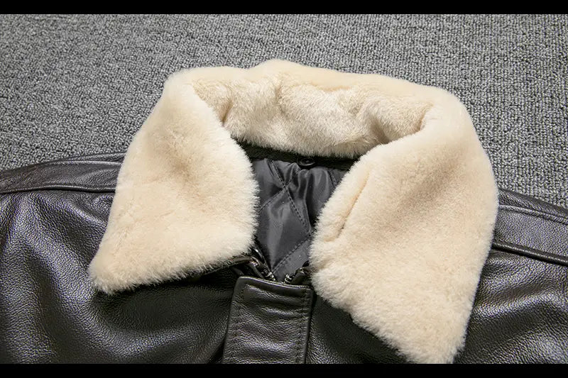 Pure First Layer Cowhide Leather Plus Cotton Flight Suit
