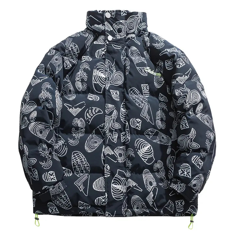 Winter Fashion Brand Printed Stand-Collar Cotton Men’s National Trend