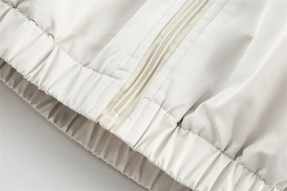 Splicing Gradient Letter Cotton Padded Loose Stand Collar Jacket